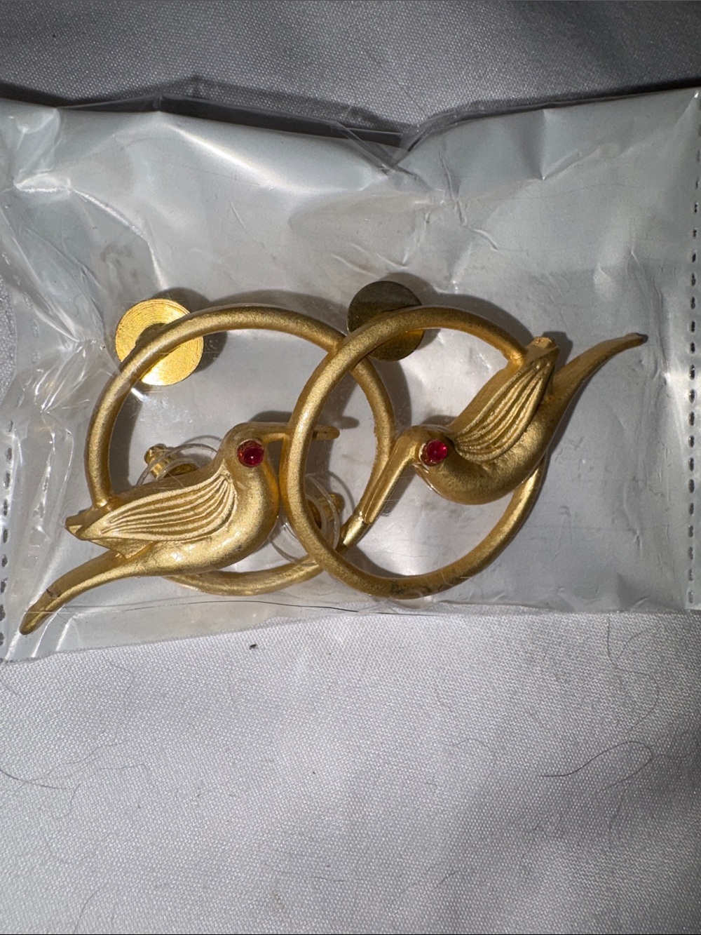 Gold Decorative Bird Perch Clips with Red Accent - Pack of 2